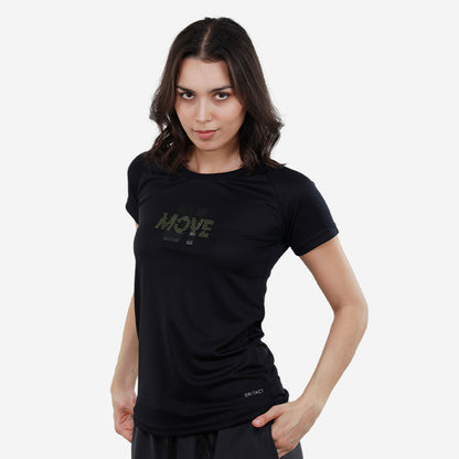 Women Knitted Fabric Regular Fit Short Sleeve Tee/T-shirt - Navy