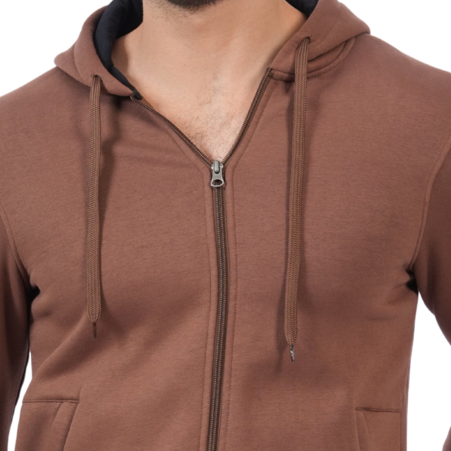 Men’s Zipper Hooded Winter Sweatshirt (Brown)