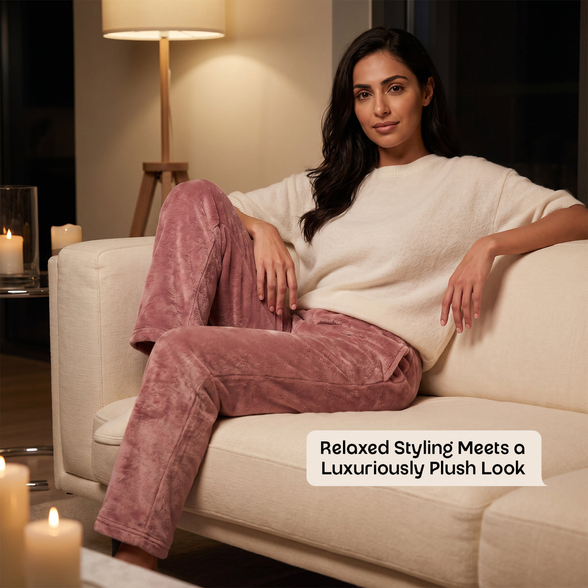 Bonjour Women’s 100%  polyester Winter Warm Lower | Comfortable Track Pants | Elastic Waist.