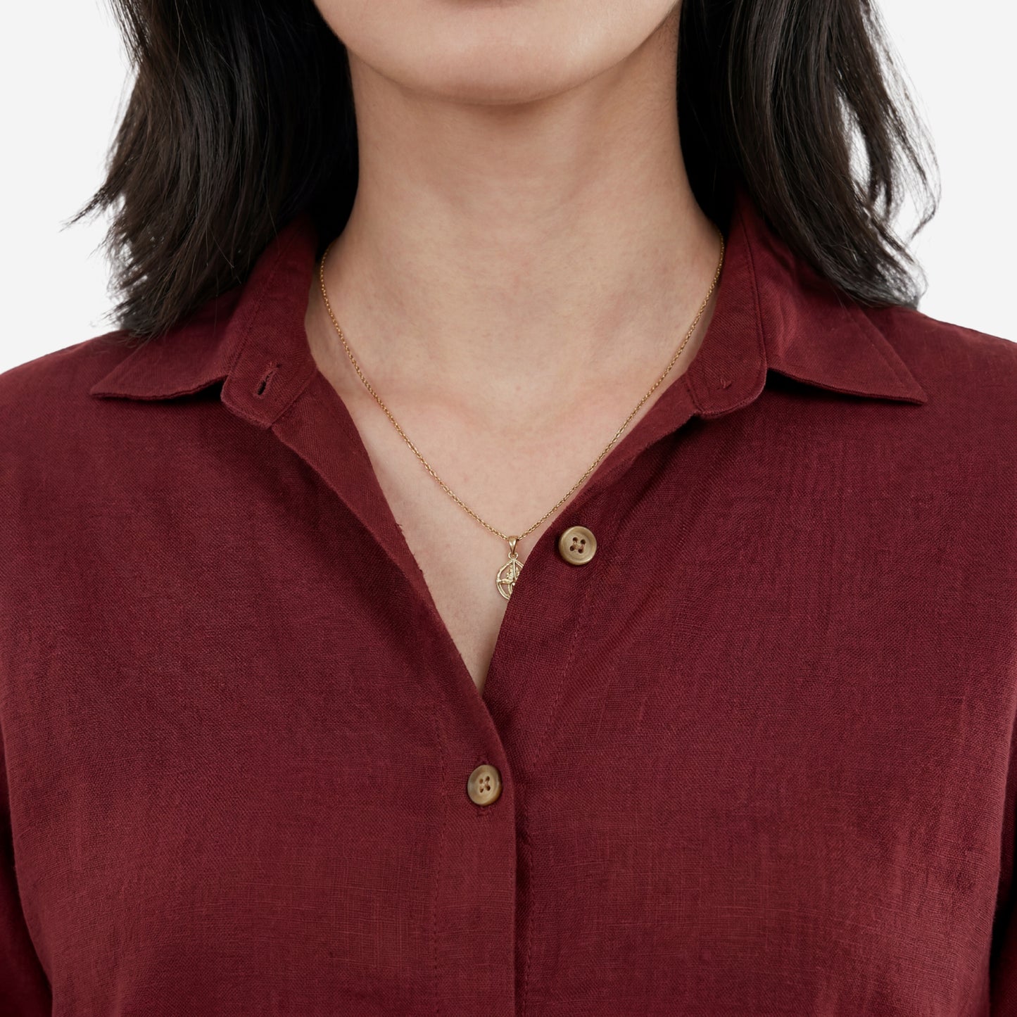 Women Linen Comfort Shirt - (Dewberry Wine)