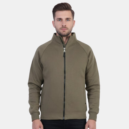Men's Solid Full Zipper winter Jacket (Dk.Olive)