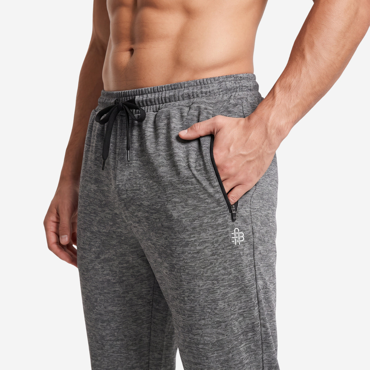 Bonjour Men’s Athletic Track Pants | Polyester Blend Sports Joggers with Drawstring Waist & 2 Zipper Pockets | Gym, Running & Workout Pants
