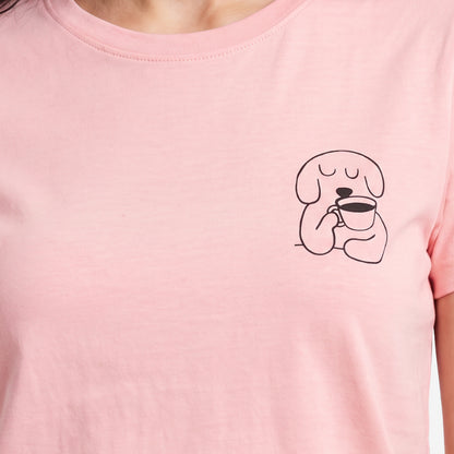 Bonjour Women’s  Round Neck Cotton Printed T-Shirt |  Half Sleeve Regular Fit Comfortable Tee