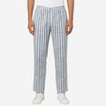 Men Cotton Printed Pyjama with White and Blue Stripes