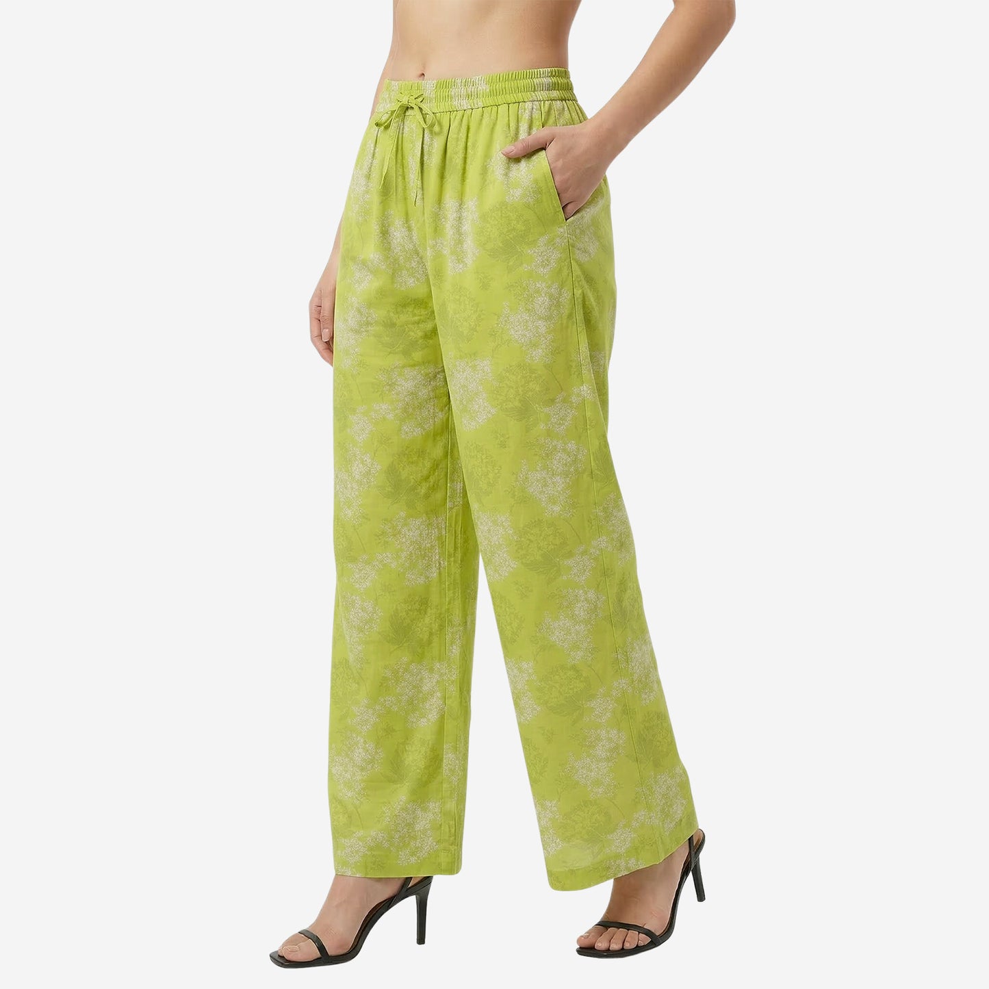 Lemon Floral Printed Palazzo for Women | Comfortable Fit (Pack of 1)