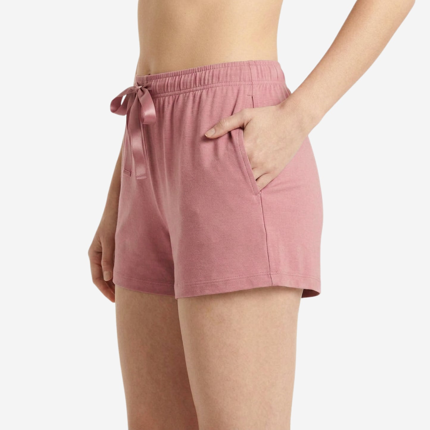 Women's Regular Fit Solid Dk.Pink Cotton Shorts