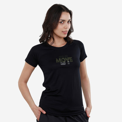 Women Knitted Fabric Regular Fit Short Sleeve Tee/T-shirt - Navy