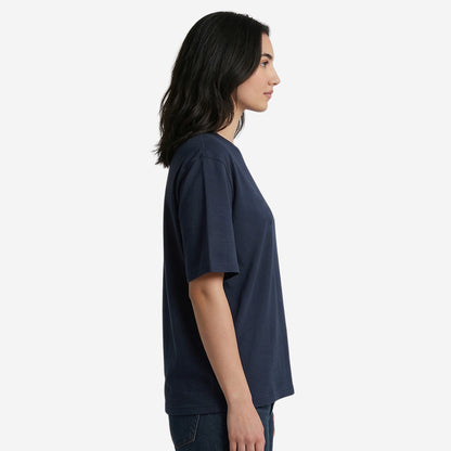 Women's Navy Oversized Printed T-Shirt