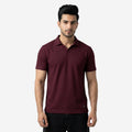 Men's Solid Wine Polo Half-Sleeve T-Shirt