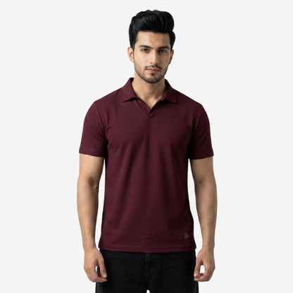 Men's Solid Wine Polo Half-Sleeve T-Shirt