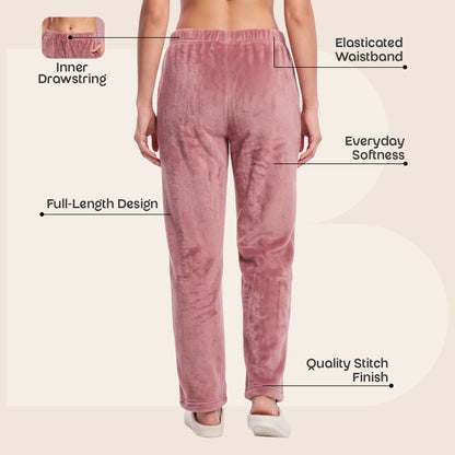 Bonjour Women’s 100%  polyester Winter Warm Lower | Comfortable Track Pants | Elastic Waist.