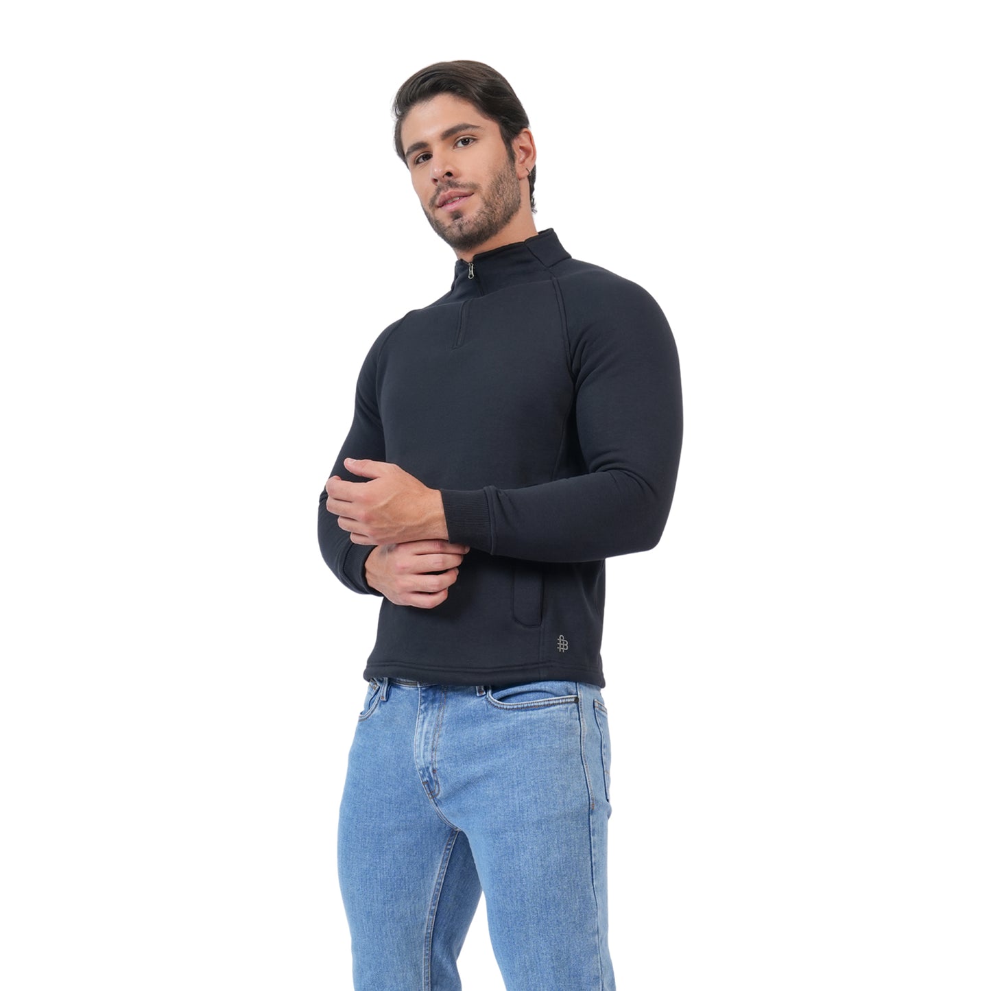 Men’s Full Zipper Casual Winter Sweatshirt Jacket (Black)