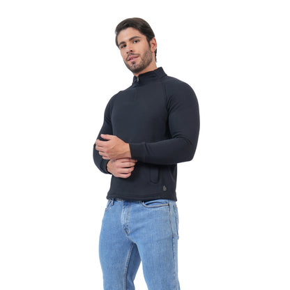 Men’s Full Zipper Casual Winter Sweatshirt Jacket (Black)