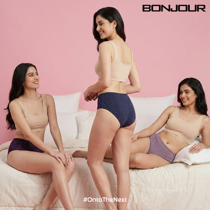 Women's Cotton Mid-Waist Full Coverage Printed Hipster Panties - (Pack of 3)