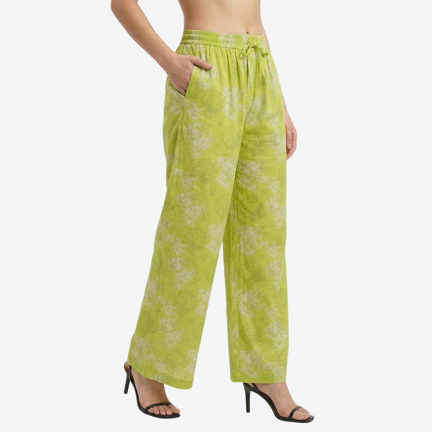 Lemon Floral Printed Palazzo for Women | Comfortable Fit (Pack of 1)