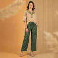 Women Printed Rayon Relaxed-Fit Lounge Pyjama Pants - Dark Green