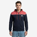 Relaxed Fit Printed Zip-Through Hoodie for Men (Navy)
