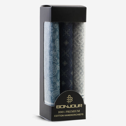 Men’s Silcora Cotton Handkerchiefs | 100% Pure Cotton | Soft & Absorbent | Pack of 3 | Regular - Size