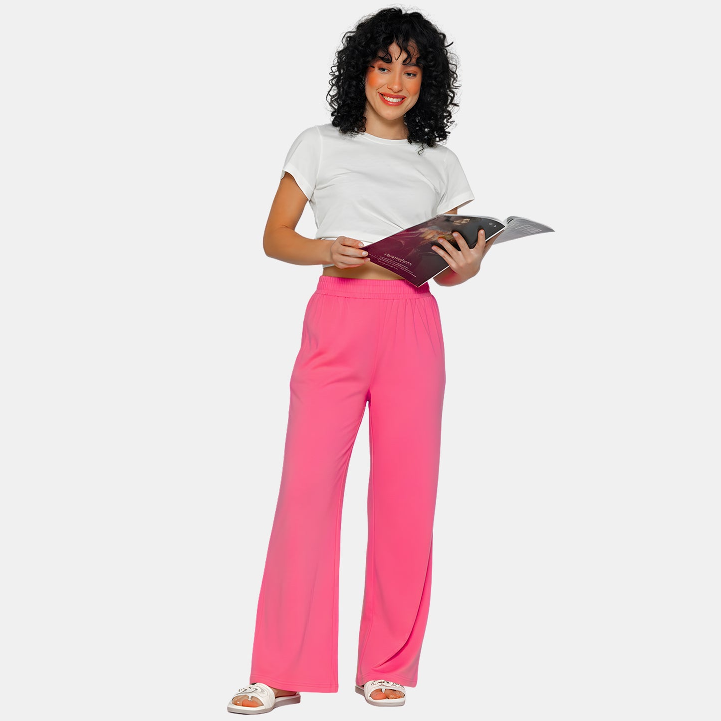 Women Flared Pants (Bright Rose)
