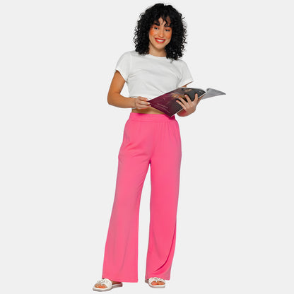 Women Flared Pants (Bright Rose)