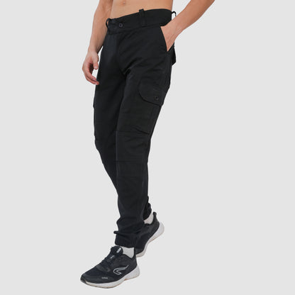 Bonjour Men Cargo Pants Premium Cotton Comfort Fit with Stylish Utility Pockets - Black