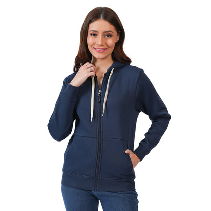 Women’s Zipper Hooded Winter Sweatshirt (Blue)