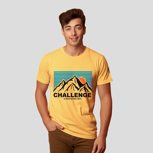 Bontact CHALLENGE Round-Neck Half Sleeve T-Shirt (Banana Cream)