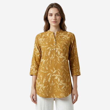 Mustard Women Floral Printed Short Kurti – Stylish & Comfortable (Pack of 1)