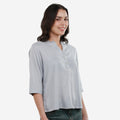 Tunic 3/4 Sleeve Plain Top for Women & Girls (Silver)