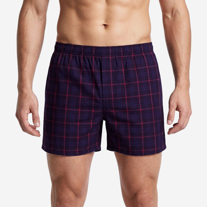 Men’s 100% Cotton Printed Mid-Rise Boxer Shorts - (Purple)
