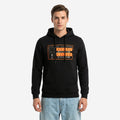 Relaxed Fit Printed Pullover Hoodie for Men (Black)