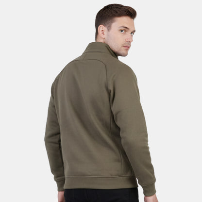 Men's Solid Full Zipper winter Jacket (Dk.Olive)