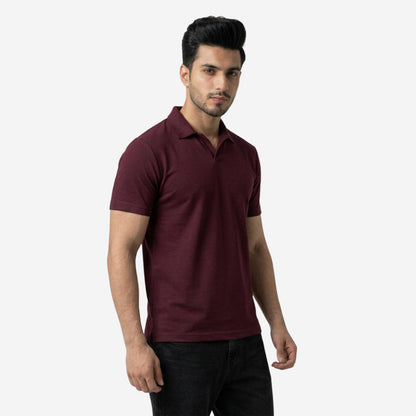 Men's Solid Wine Polo Half-Sleeve T-Shirt