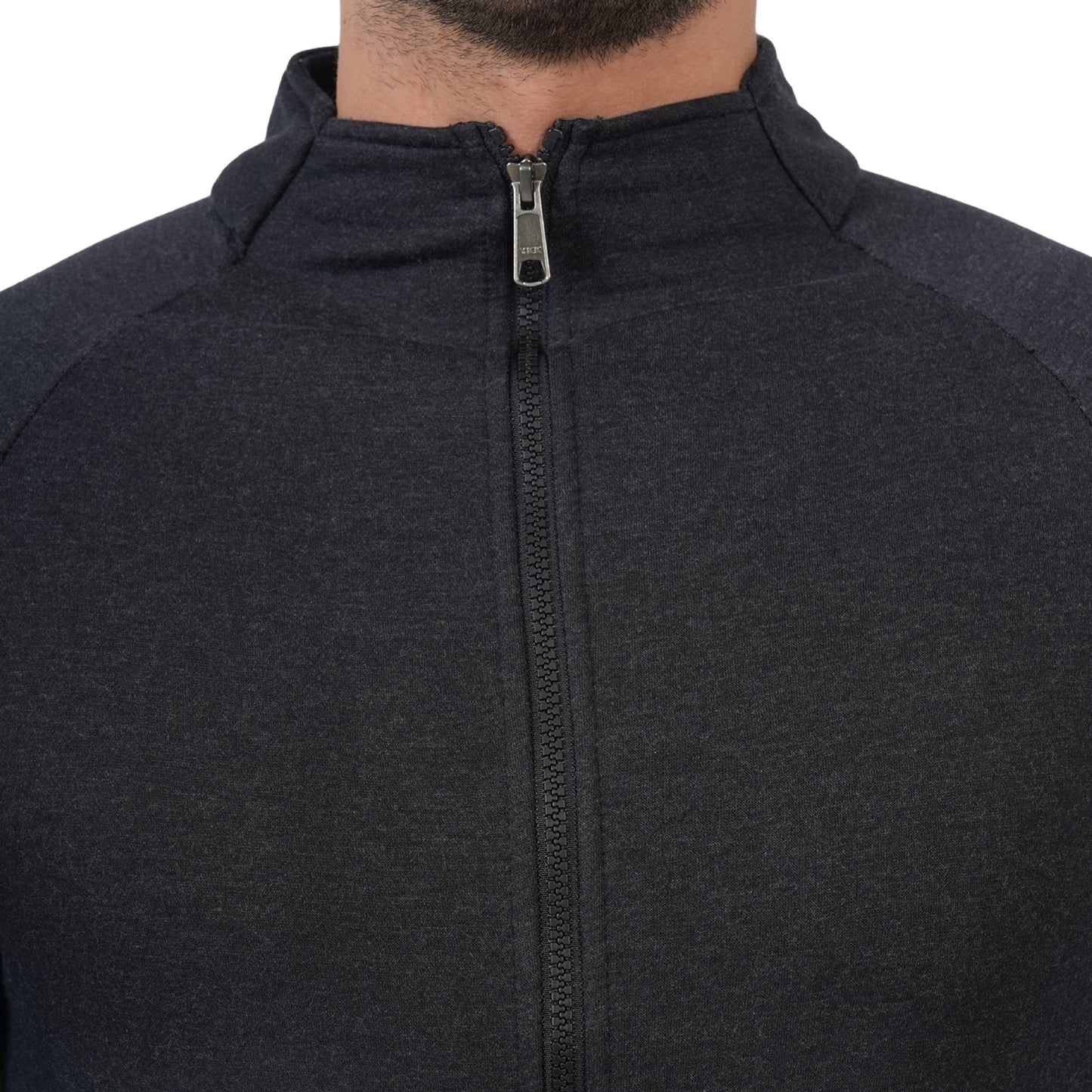 Men’s Solid Full Zipper Winter Jacket (Anthra Mill)