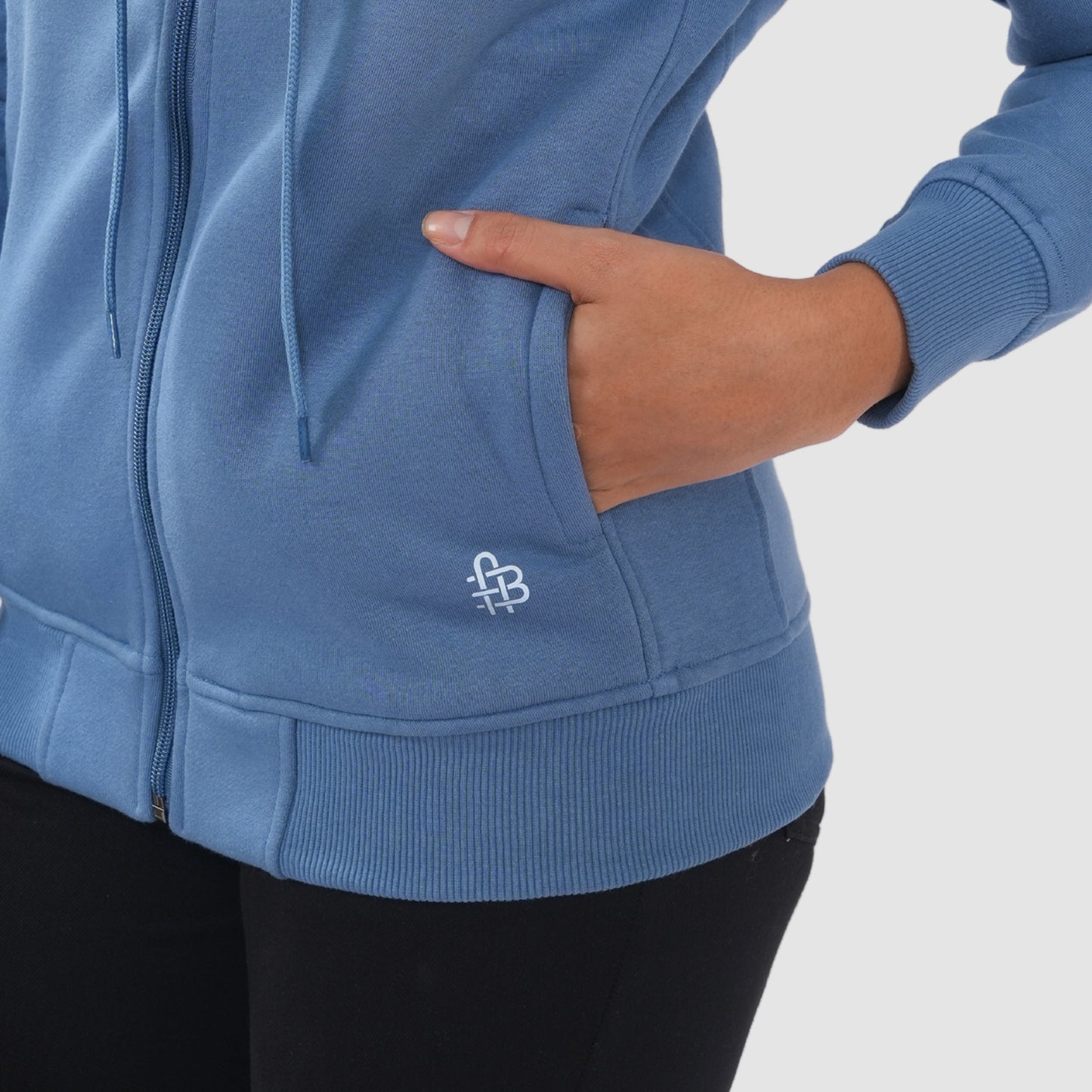 Women's Solid Zipper Hooded Sweatshirt