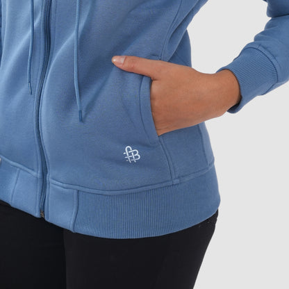 Women's Solid Zipper Hooded Sweatshirt