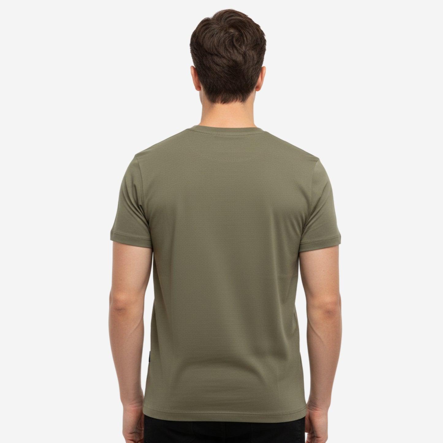 Men’s Printed Round‑Neck T‑Shirt (Olive)