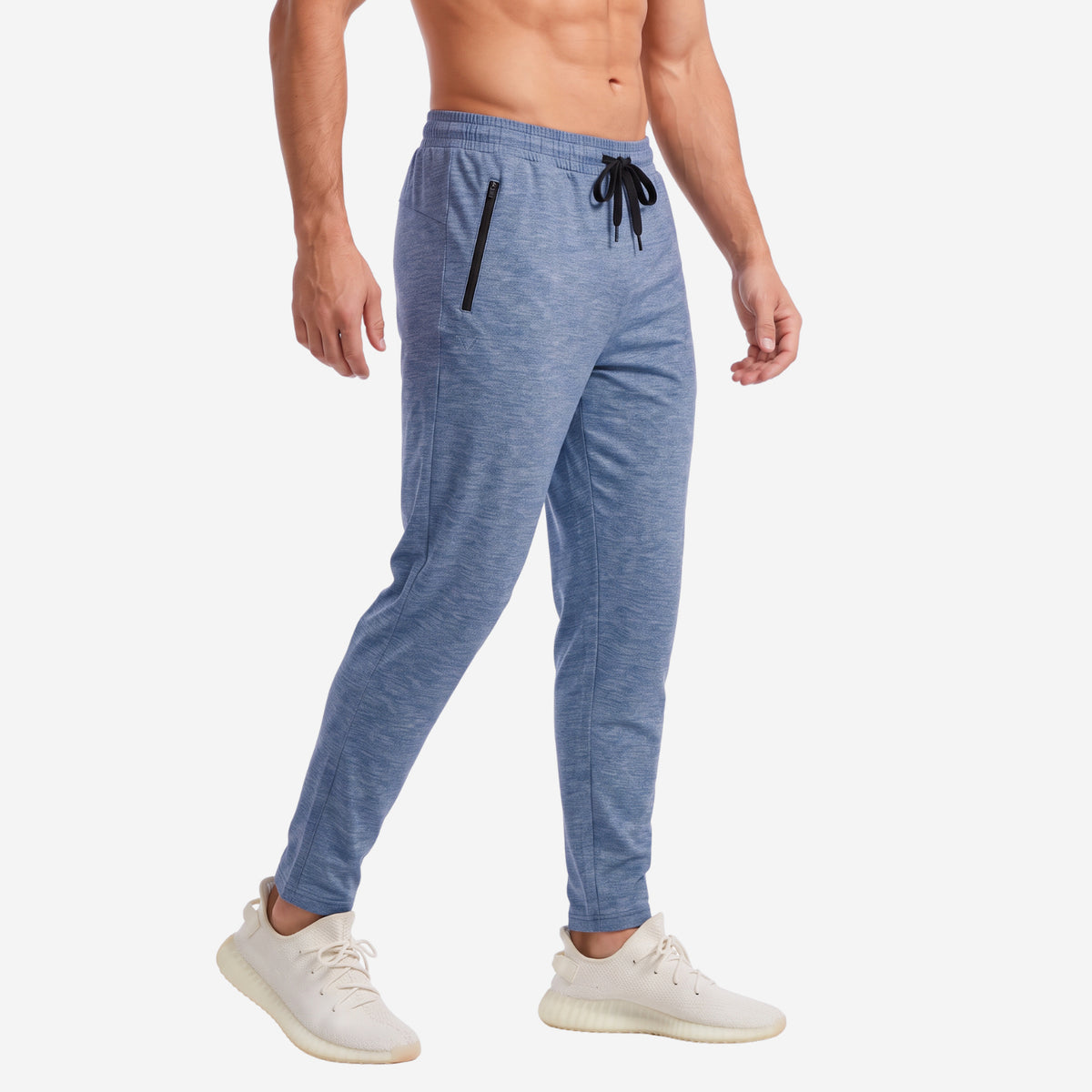 Bonjour Men’s Athletic Track Pants | Polyester Blend Sports Joggers with Drawstring Waist & 2 Zipper Pockets | Gym, Running & Workout Pants
