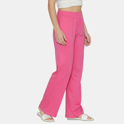 Women Flared Pants (Bright Rose)