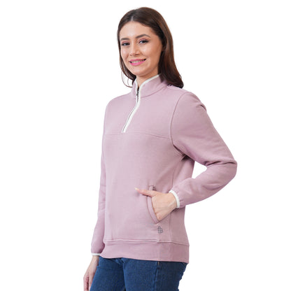 Women's Half-Zip Pullover Sweatshirt with Kangaroo Pockets