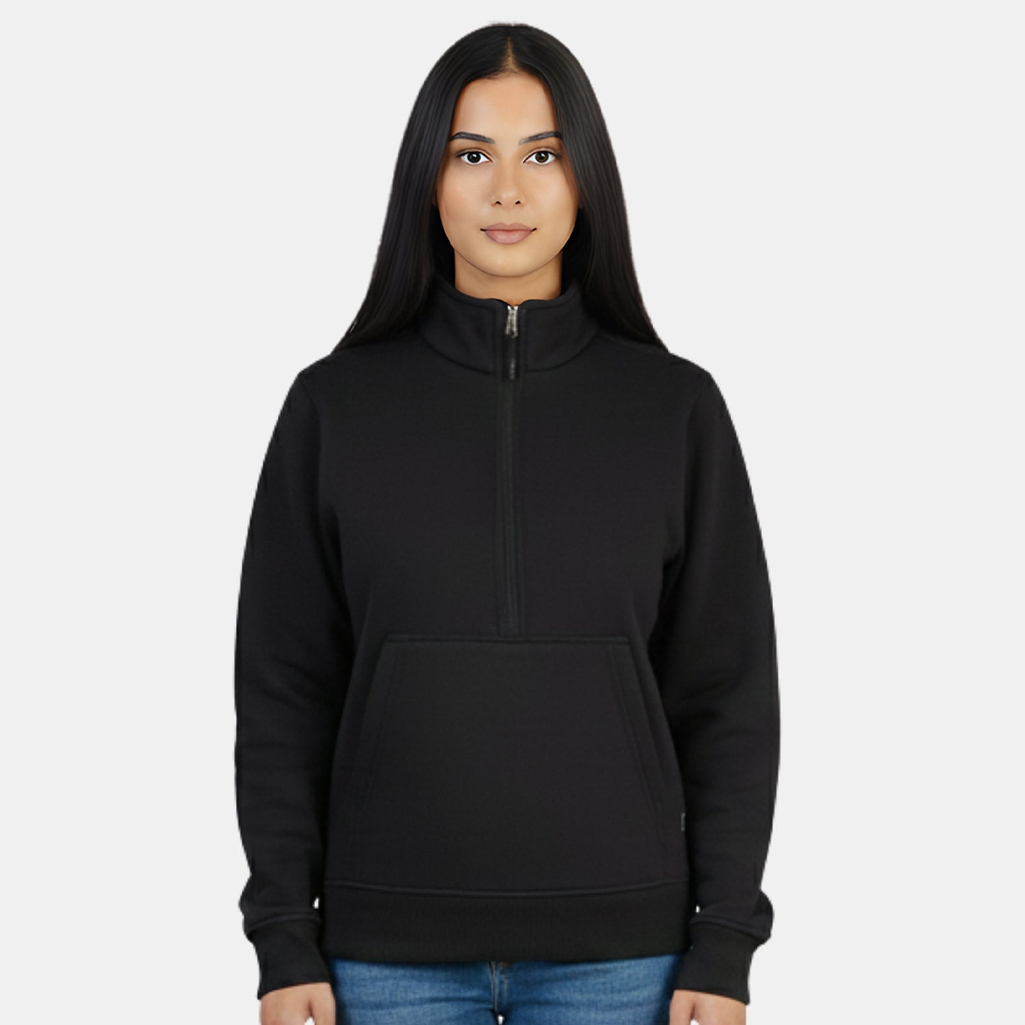 Women Half Zipper Sweatshirt (Black)