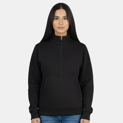 Women Half Zipper Sweatshirt (Black)