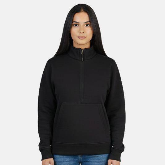 Women Half Zipper Sweatshirt (Black)