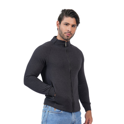 Men’s Solid Full Zipper Winter Jacket (Anthra Mill)