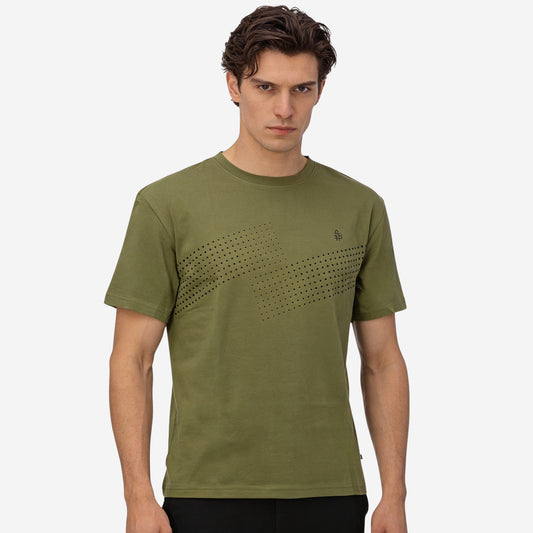 Men’s Printed Round‑Neck T‑Shirt (Grass Hopper)