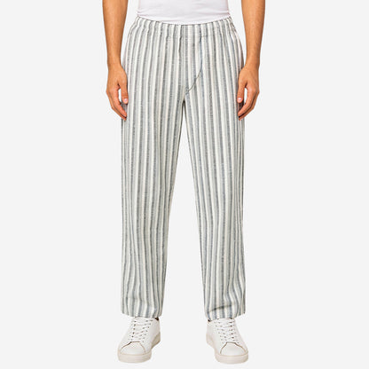 Men Cotton Printed Pyjama with White and Black Stripes