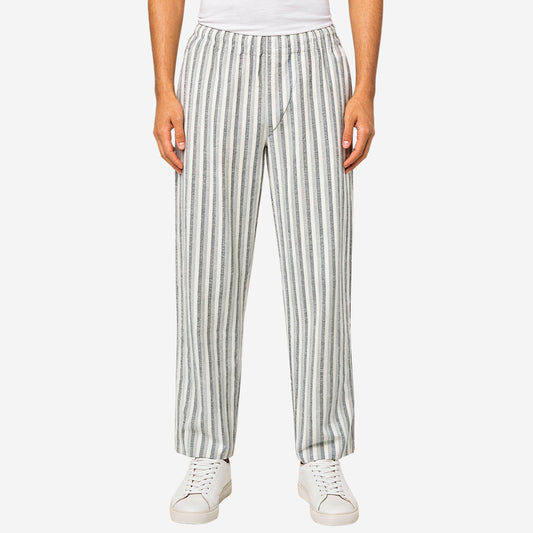Men Cotton Printed Pyjama with White and Black Stripes