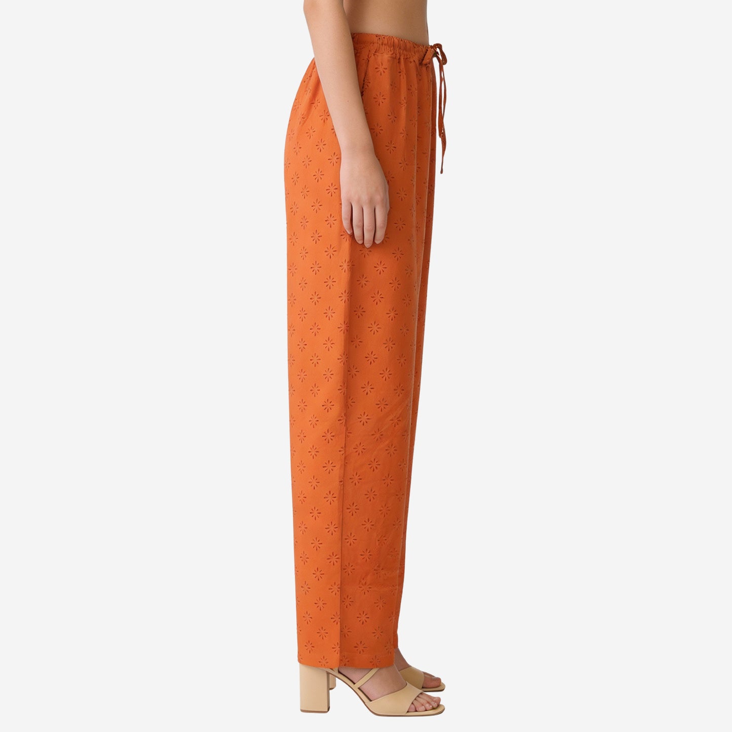 Women Printed Rayon Relaxed-Fit Lounge Pyjama Pants - Orange