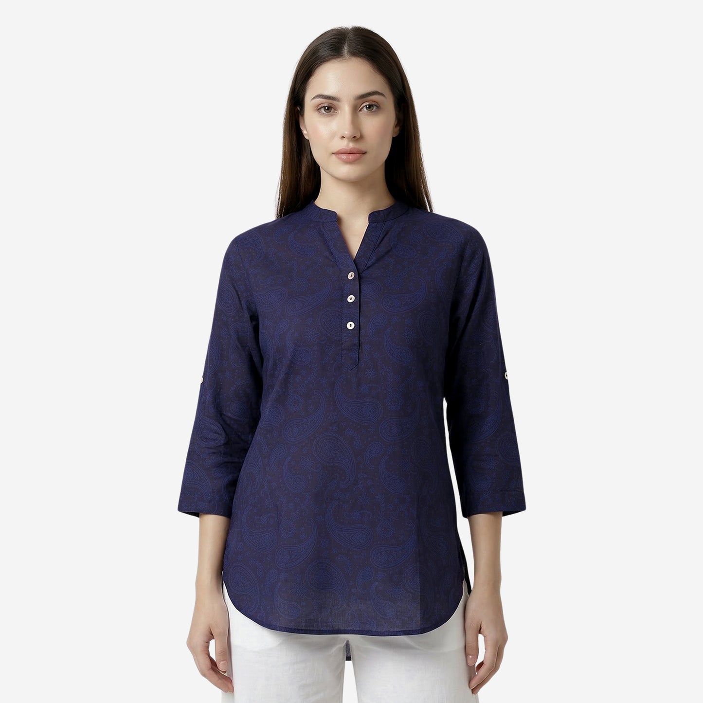 Blue Women Floral Printed Short Kurti – Stylish & Comfortable (Pack of 1)