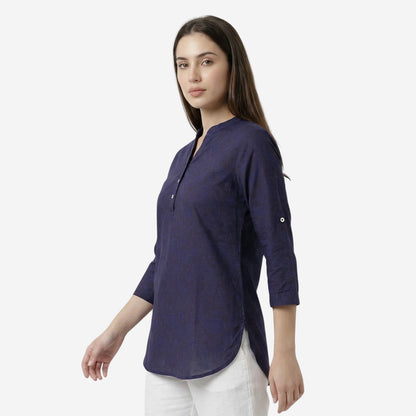 Blue Women Floral Printed Short Kurti – Stylish & Comfortable (Pack of 1)